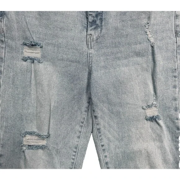 Wallflower Jeans Fearless Curvy Super High Rise Crop 10 (30x25) Blue Distressed - Picture 6 of 10